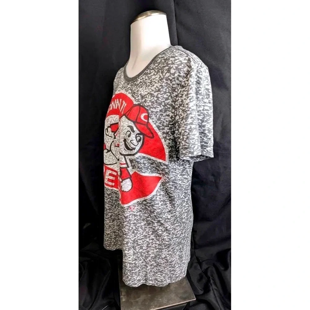 Nike Cincinnati Reds Cooperstown Collection Shirt~Gray Burnout~Mr Redlegs~Large